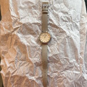 Gray Leather Strap Watch